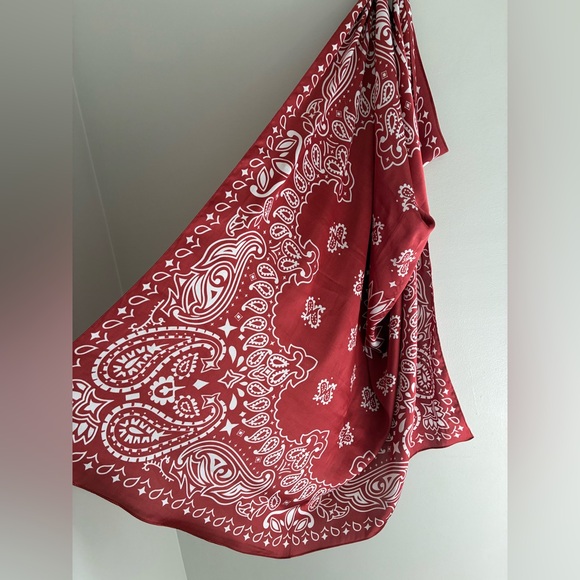 Free People Western Paisley Satin Large Square Scarf - Picture 2 of 7